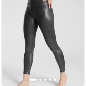 ATHLETA Black Faux Leather Long Legging